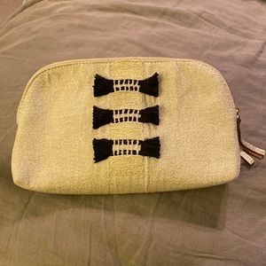 Anthropologie small cute sparkly zipper bag with black embroidery thread detail